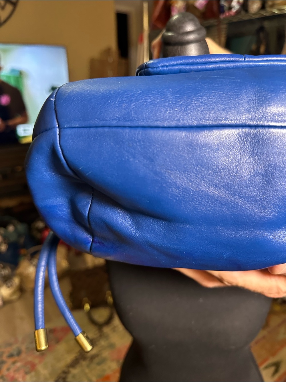 Coach Electric Blue Leather Shoulder Bag with Gold Hardware - Picture 11 of 16